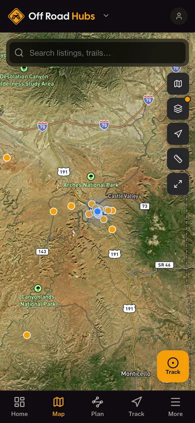 The GoHubs app showing a detailed map